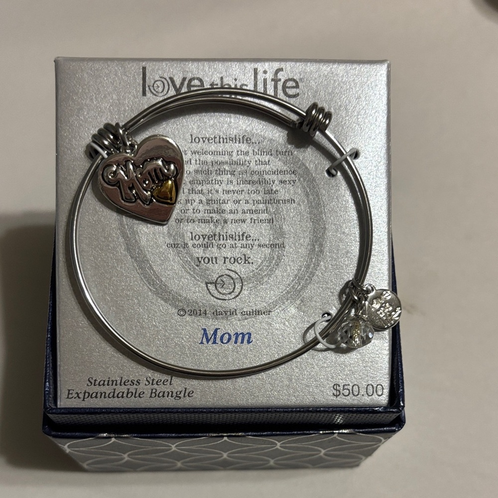 NWT Silver Mom Bangle Bracelet